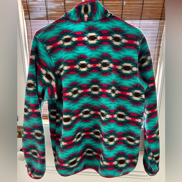 Patagonia Synchilla Wild DesertTeal/Cherry Aztec Fleece Pullover - Picture 4 of 11